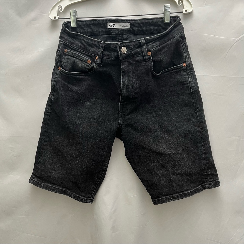 Zara Man - size 31 - black denim shorts - 99% cotton - lightly faded